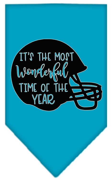 Most Wonderful Time of the Year (Football) Screen Print Bandana Turquoise Small